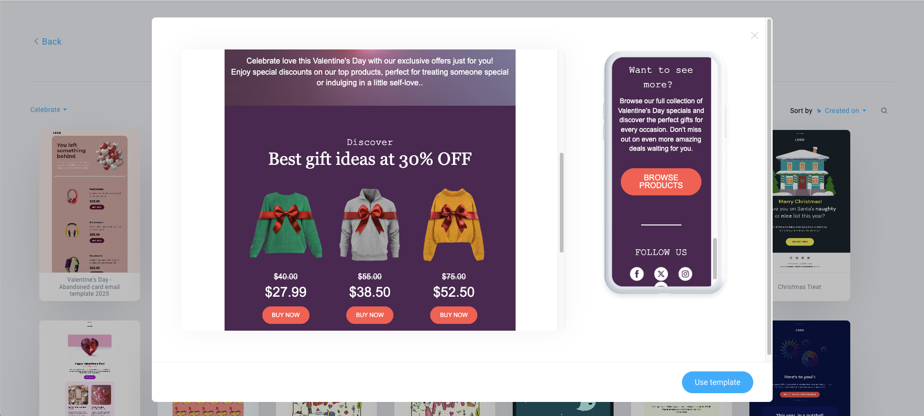 GetResponse Valentine's day email template